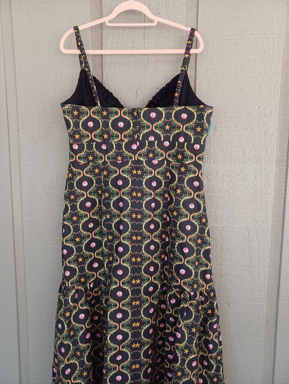 Hill House The Lillie Dress Size XXL Cotton Blend In Cisco Trellis Black Multi